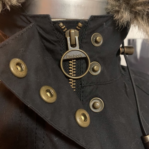 Barbour Waxed Cotton Fur Hooded Tartan Jacket - Picture 6 of 9